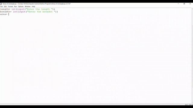 Python Program to find Area of a Rectangle смотреть онлайн