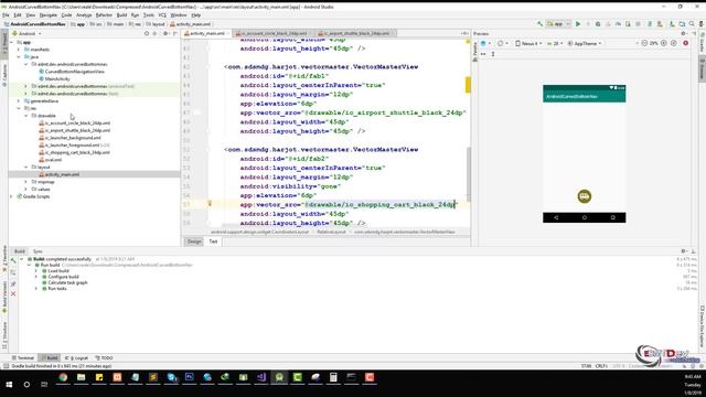 Android Studio Tutorial - Curved Bottom Navigation View with Animation and Event смотреть онлайн