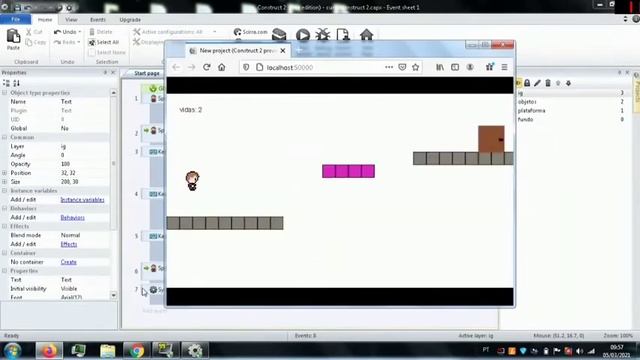 Como criar contador de vidas - Curso de construct 2 - criação de jogo em 2D #03 смотреть онлайн