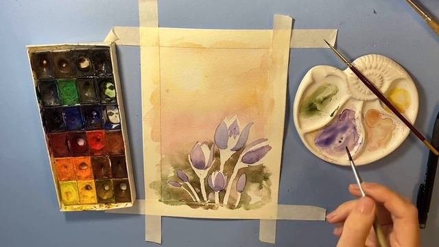 Рисуем СОН-ТРАВУ акварелью. Поэтапное рисование для начинающих смотреть онлайн