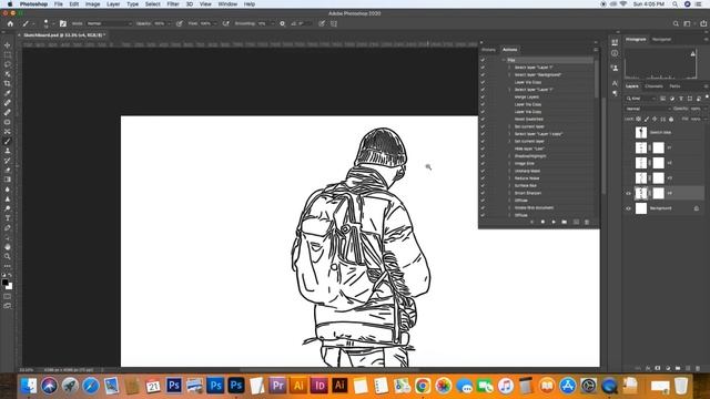 Line Sketch Photoshop Action (Tutorial) смотреть онлайн