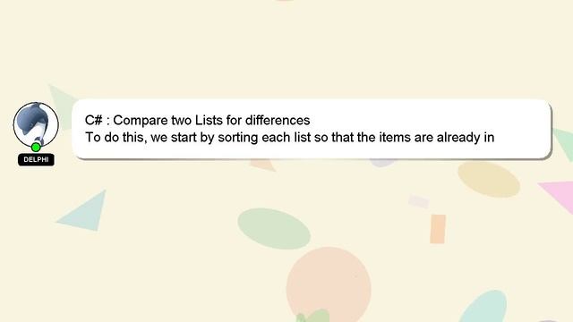 C# : Compare two Lists for differences смотреть онлайн