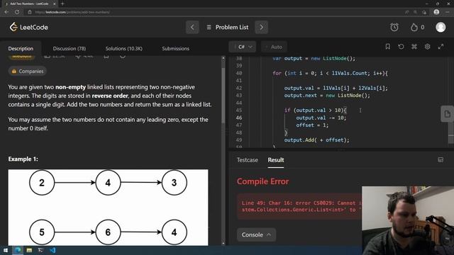 LeetCode in C# | 2. Add Two Numbers смотреть онлайн