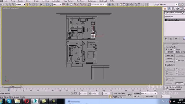 Уроки в 3d max. Работа с линиями в 3d max. Attach, Attach List 3ds max. Проект Ильи Изотова. смотреть онлайн
