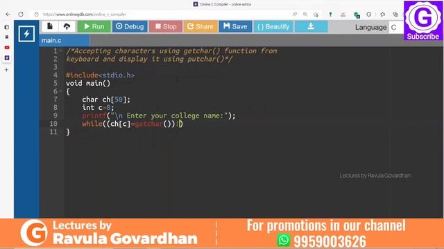 [C Logic Programming]: C Program using getchar() and putchar() Functions in Telugu смотреть онлайн