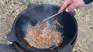 Божественно вкусные Макароны с Фаршем в Казане! (С дымком)))