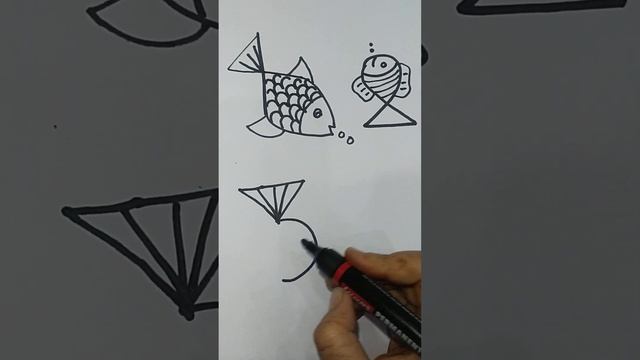 Different Ways To Draw Fish #kidsdrawing #easylearning #draweasythings