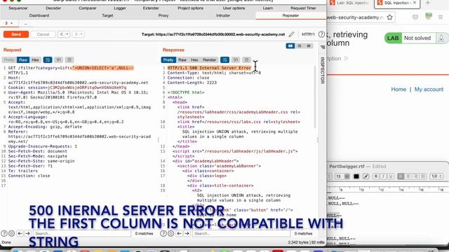 LG6 SQL injection UNION attack retrieving multiple values in a single column смотреть онлайн