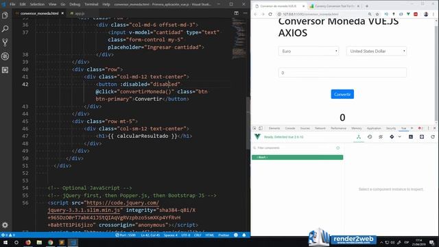 [12] Conversor de Moneda Vue.js - Habilitar y Deshabilitar Botón de Conversión смотреть онлайн