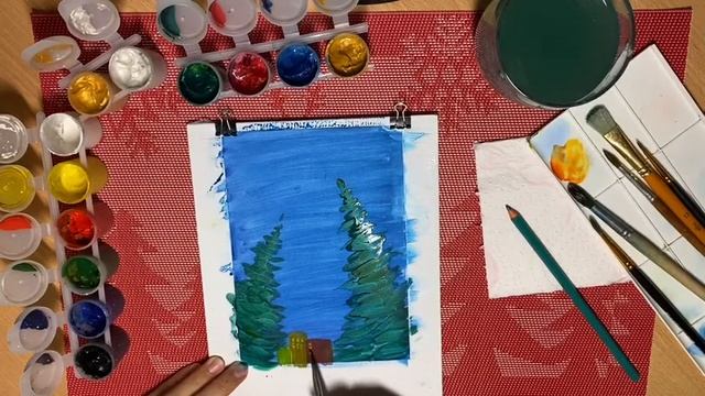Новогодние ёлочки (рисование гуашью) // EkaArt смотреть онлайн