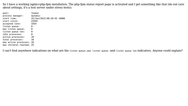 DevOps & SysAdmins: php-fpm status page: what are the "queue" items in this report? смотреть онлайн