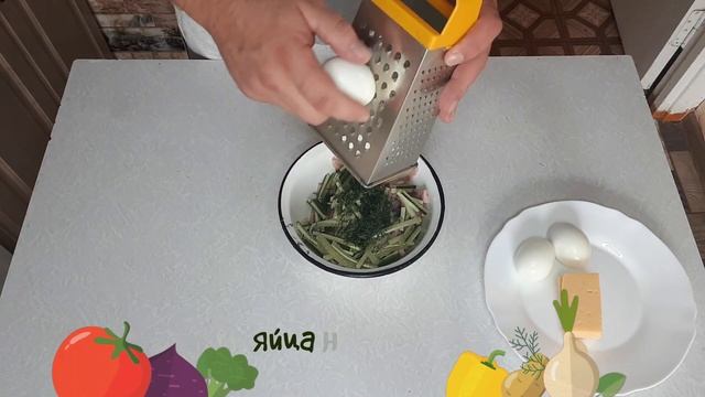 Салат нежный с ветчиной и сыром. смотреть онлайн