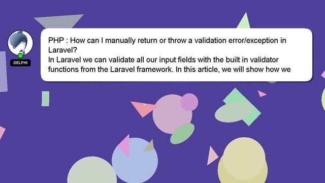 PHP : How can I manually return or throw a validation error/exception in Laravel? смотреть онлайн