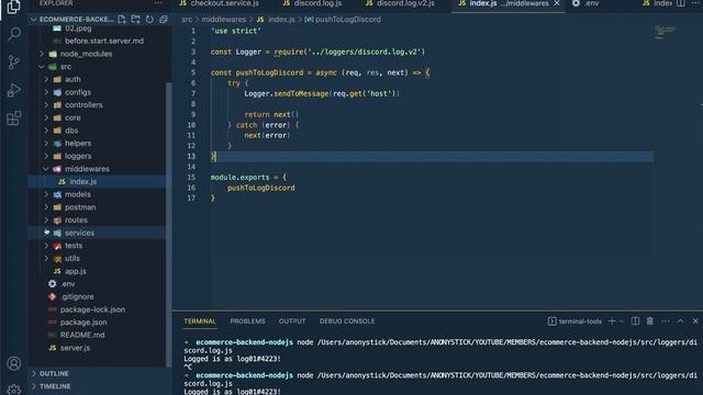 Section 33: Export Service Push Log Router backend lên Discord với Postman eCommerce Backend Node.j смотреть онлайн