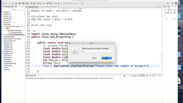 Using JOptionPane to accept GUI input смотреть онлайн