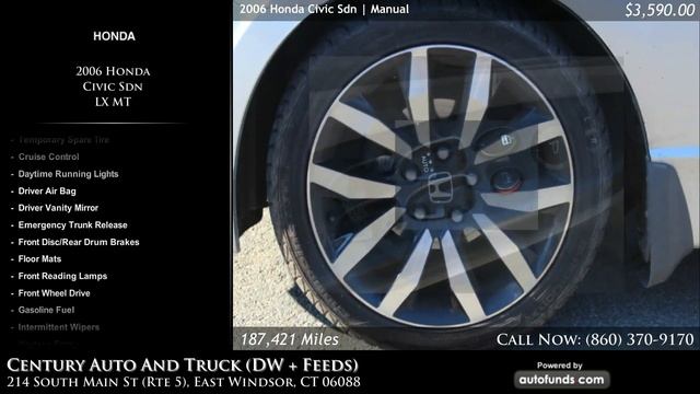 Used 2006 Honda Civic Sdn | Century Auto And Truck (DW + Feeds), East Windsor, CT смотреть онлайн