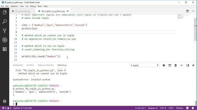#96 Tuple in python // Complete Python tutorial(2020)? смотреть онлайн