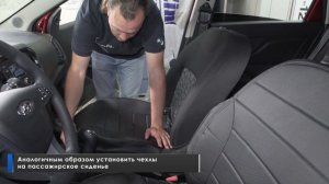 Установка автомобильных чехлов на Lada Xray Cross "рисунок строчка"