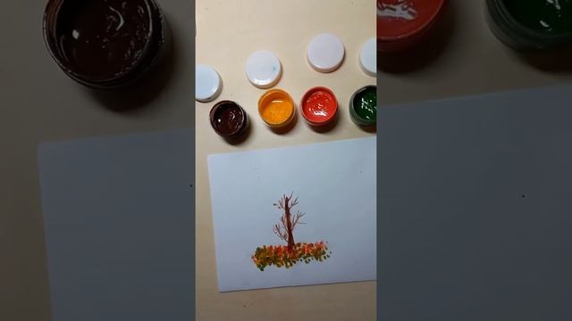 Нарисовать Осеннее Дерево Ватными Палочками?