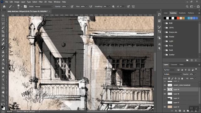 How To Color Your Sketches Digitally | Photoshop Tutorial | Architectural sketches смотреть онлайн