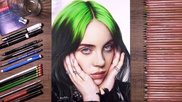 Drawing Billie Eilish using Derwent Lightfast   drawholic