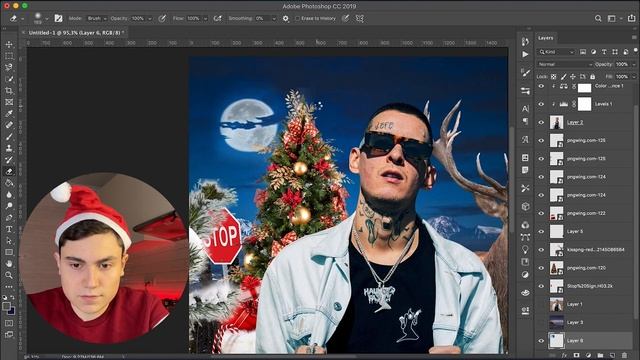 НОВОГОДНИЙ АРТ ДЛЯ KIZARU / speed art в adobe photoshop смотреть онлайн