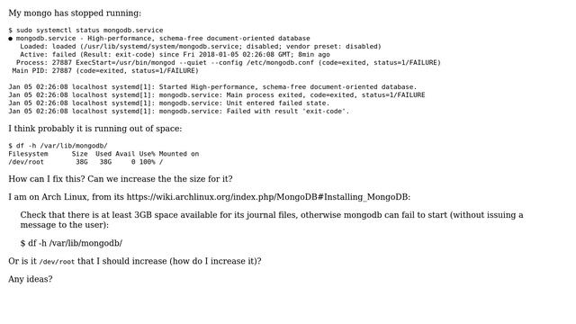 DevOps & SysAdmins: Mongodb is running out space - how to increase it? смотреть онлайн
