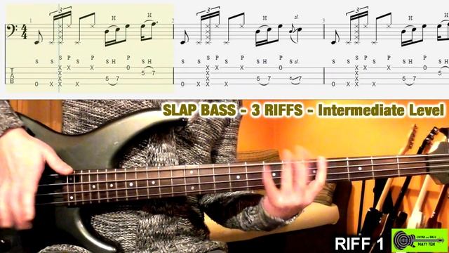 SLAP BASS LESSON | 3 Groovy Riffs (Intermediate Level) with TABS | TUTORIAL | How To Play смотреть онлайн