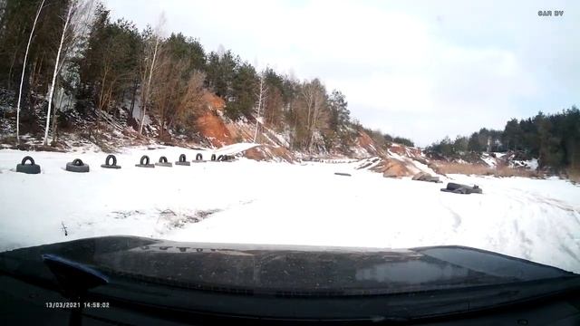 13.03.2021. Заезд на Прадо 150 по трассе в карьере Автоклуба 4x4 Могилев. Вид изнутри. смотреть онлайн
