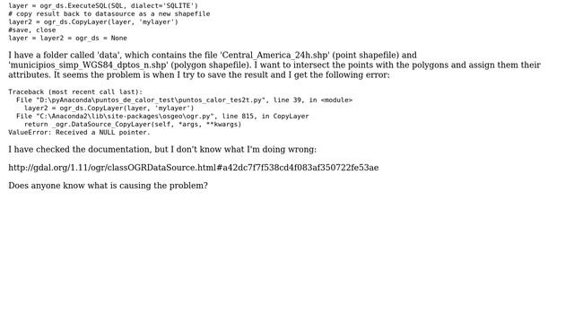 GIS: Problem intersecting shapefiles with OGR in Python смотреть онлайн