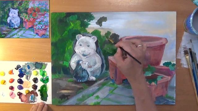 Как нарисовать летние этюды. Летнее настроение. Вазоны с цветами. Акрил смотреть онлайн