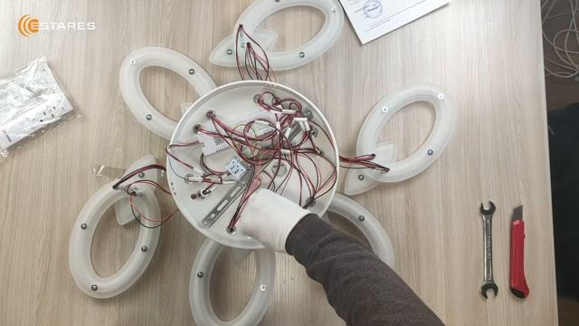 Aurora double 120W Белая - сборка потолочной светодиодной люстры c пультом от Estares смотреть онлайн