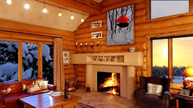 Cozy Fireplace in the winter house - Уютный Камин в зимнем доме смотреть онлайн
