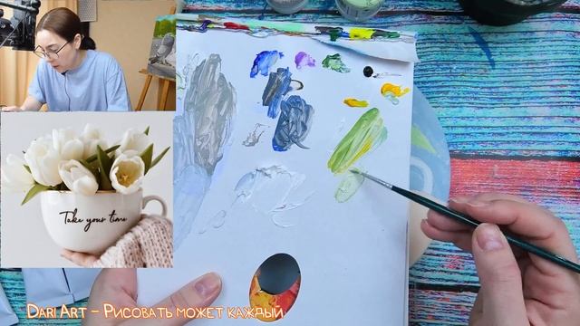 Рисуем акрилом композицию с тюльпанами! смотреть онлайн