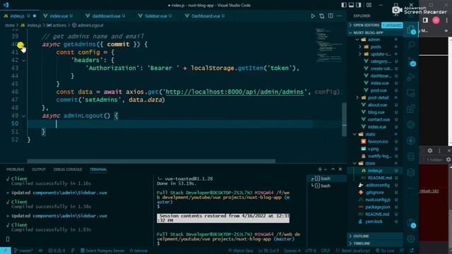#3 Get admin and logout and protect routes | Laravel and Nuxtjs смотреть онлайн