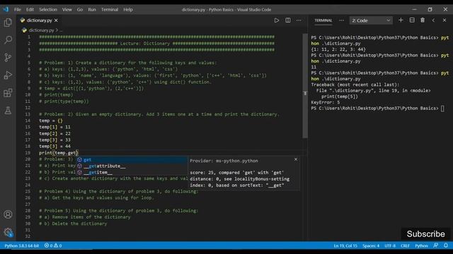 Python Basics | Dictionary | 5 Python Solved Problems смотреть онлайн