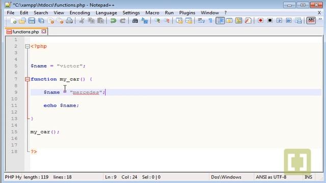 [PHP & MySQL] 28/45 Variable Scope смотреть онлайн