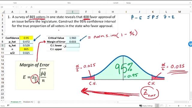 Eric's Statistics Lecture - Confidence Interval Estimate of Proportion with Excel - 2 Problems смотреть онлайн
