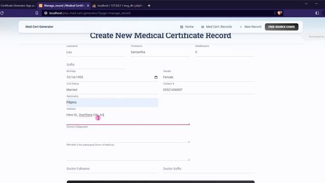 Medical Certificate Generator App using PHP and MySQL DEMO смотреть онлайн