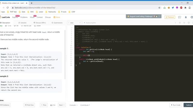 Middle of Linked List | Leetcode | Competitive Programming | C |C++ | java смотреть онлайн