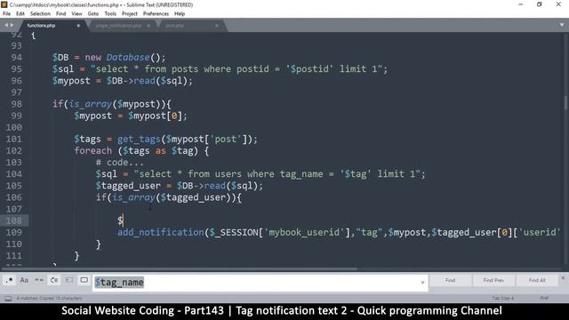 Social Website from scratch - Part 143 - Tag Notification text 2 | OOP PHP with MYSQL Database смотреть онлайн