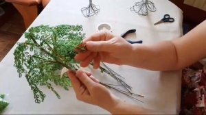 Дерево из бисера. Сборка берёзы МК. Берёза из бисера.