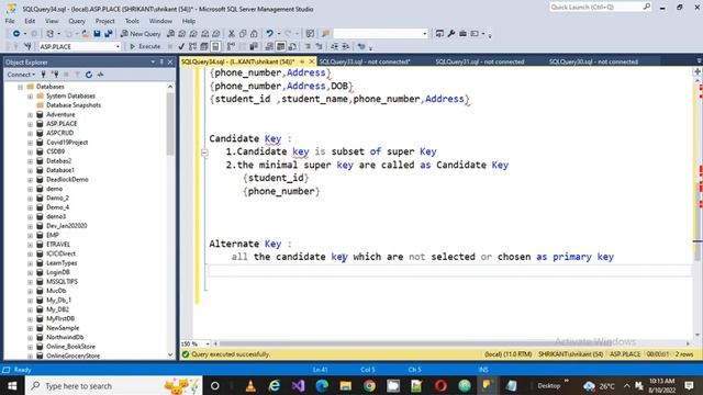 Alternate Key in DBMS || SQL Server|| Alternate Key|| #alternatekey #sqlserver #dbmstutorial смотреть онлайн