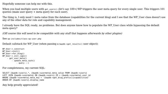 Wordpress: Get multiple users with meta value in one query and populate WP_User class смотреть онлайн