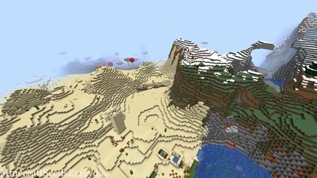 Minecraft Java 1.16.2 Seed: Spawn on a mushroom field between a plains village and a desert village смотреть онлайн