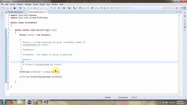 How to generate Random numbers using ints() and ints(long streamSize) methods of Random Class? смотреть онлайн