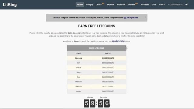 LITKING лайткоин кран от1300 сатоши за сбор! new Litecoin faucet from 1300 Satoshi per collection! смотреть онлайн