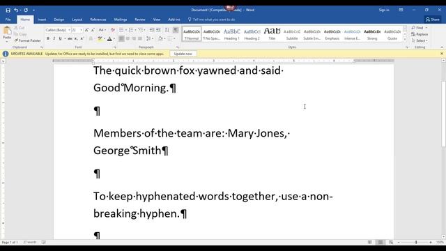 MICROSOFT WORD NON-BREAKING SPACE AND NON-BREAKING HYPHEN | WORD TIPS TRICKS SHORTCUTS #10 смотреть онлайн