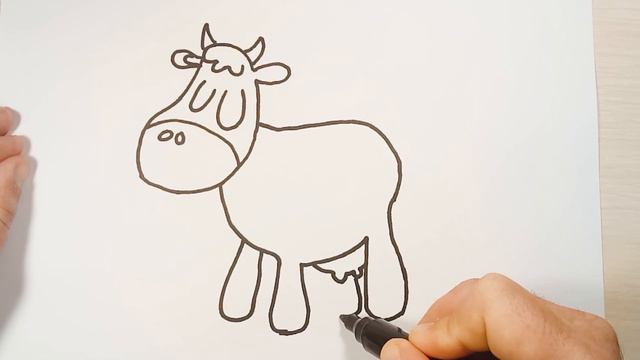 How to Draw a Cartoon Cute Cow,Drawing Animal смотреть онлайн