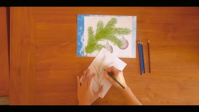 Рисование "ветка ели с игрушками" смотреть онлайн